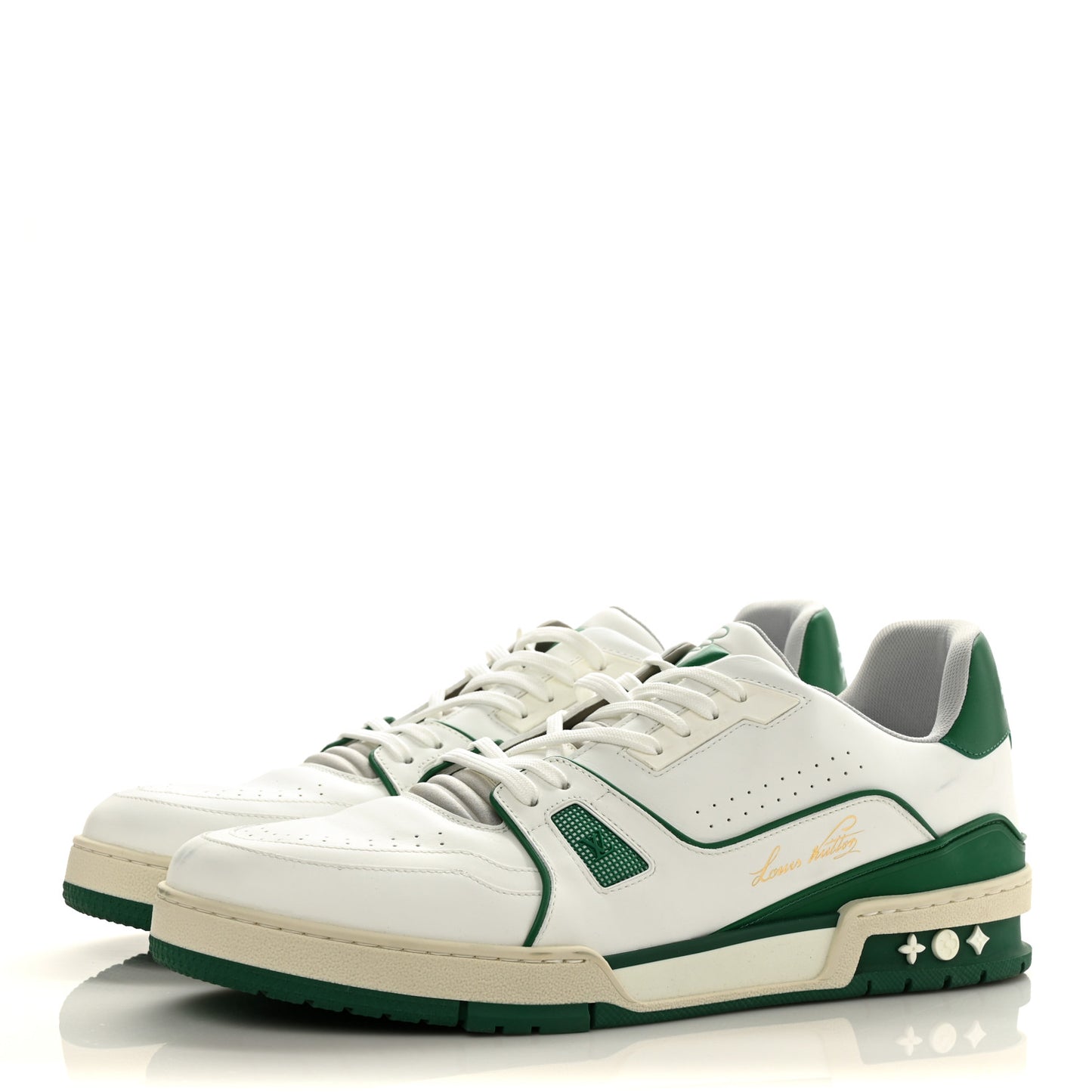 Calfskin Mens LV Trainer Sneakers 12 Green