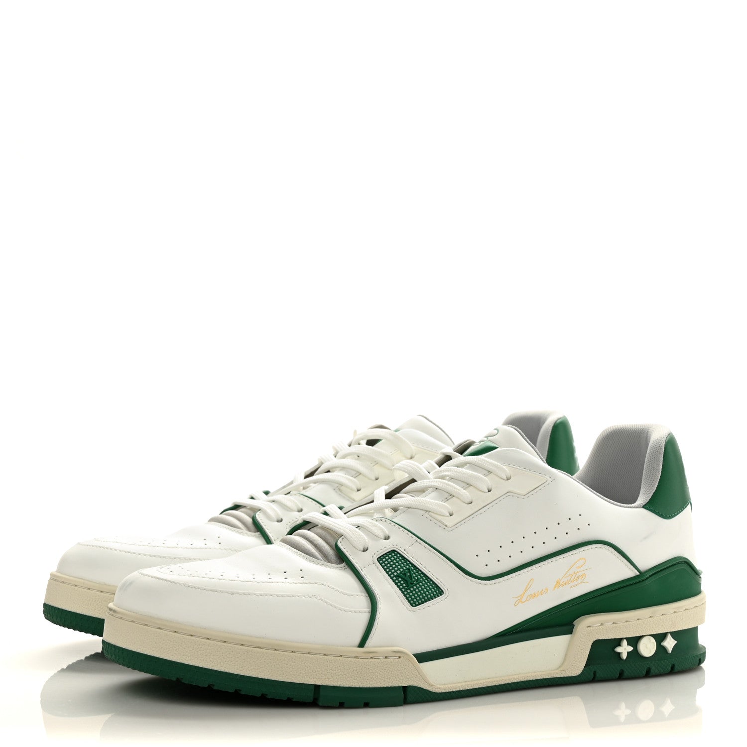 Louis Vuitton Calfskin Mens LV Trainer Sneakers 12 Green 3 of 10
