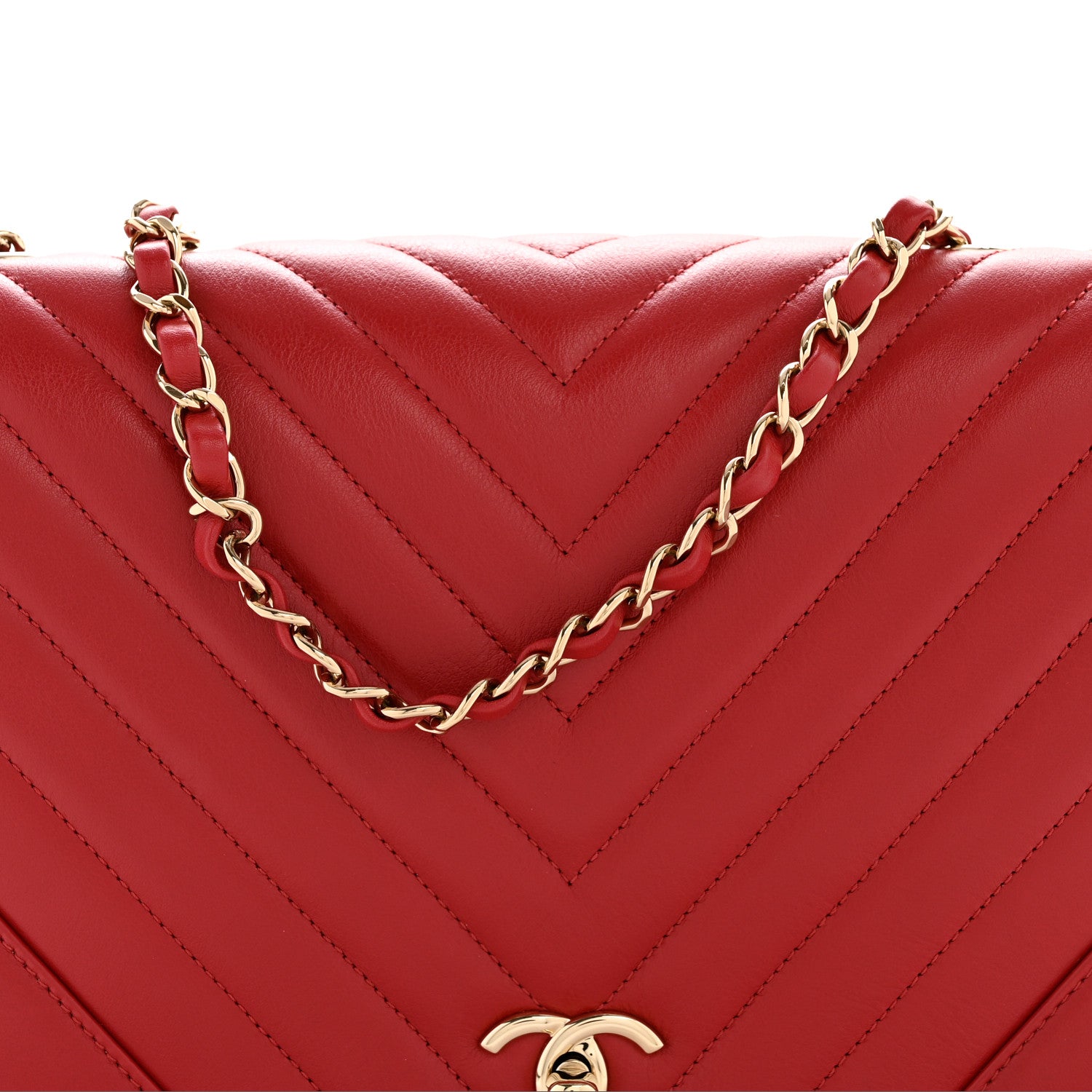 Chanel Calfskin Chevron Quilted Large Statement Flap Red 8 of 12