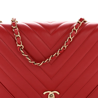Chanel Calfskin Chevron Quilted Large Statement Flap Red 8 of 12