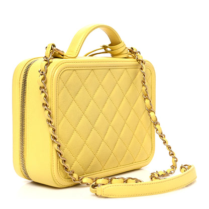 Chanel Caviar Quilted Medium CC Filigree Vanity Case Yellow 3 of 10