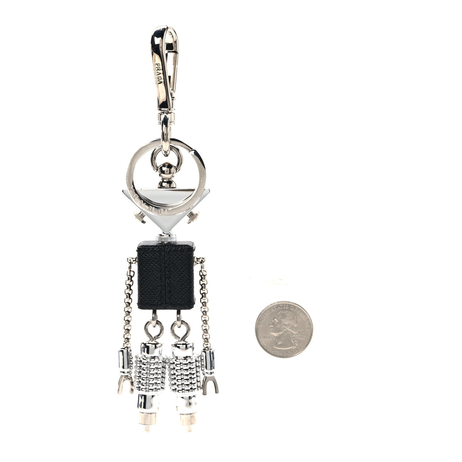 Prada Saffiano Edward Robot Trick Keychain Black 2 of 4