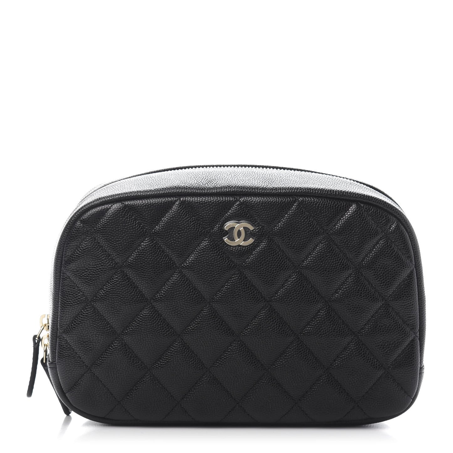 Caviar Quilted Curvy Pouch Cosmetic Case Black