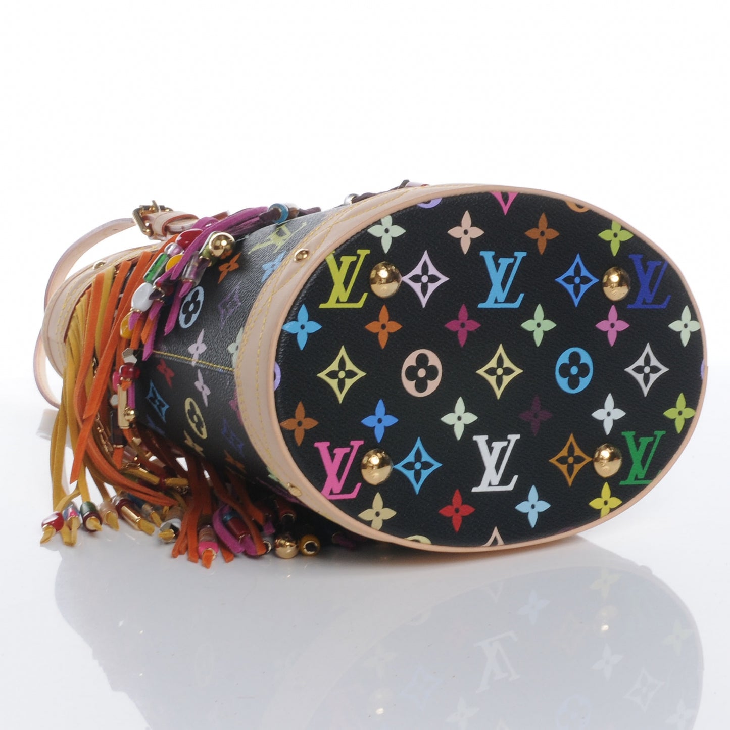 Monogram Multicolor Fringe Bucket Black