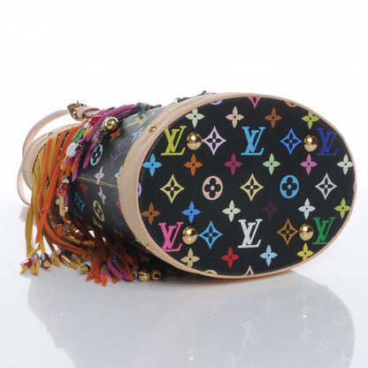 Louis Vuitton Monogram Multicolor Fringe Bucket Black 4 of 8