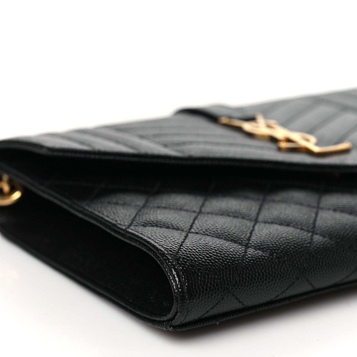 Saint Laurent Grain De Poudre Textured Mixed Matelasse Triquilt Monogram Clutch Black 9 of 10