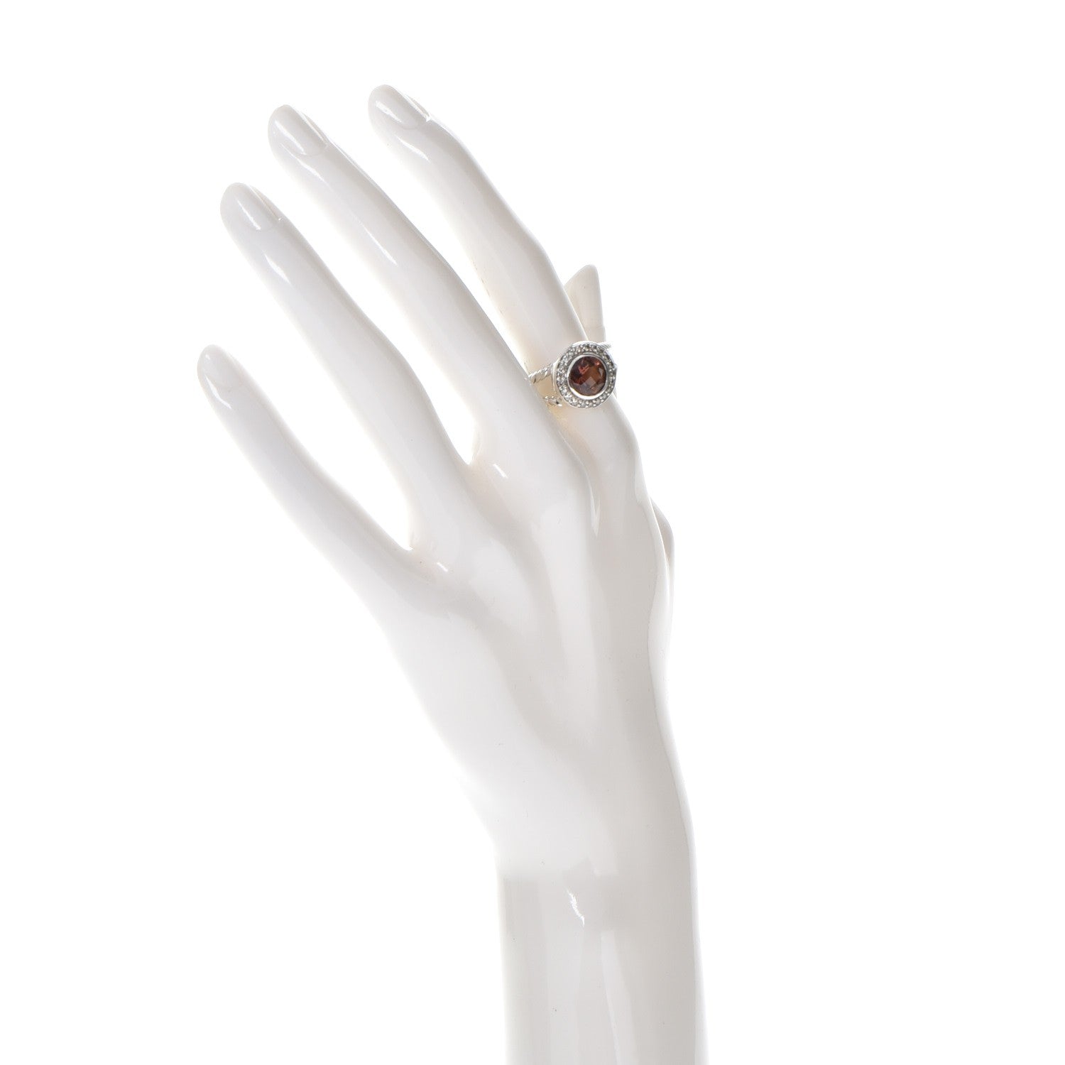 David Yurman Sterling Silver Diamond Pink Tourmaline 8mm Petite Cerise Ring 56 7.5 2 of 4