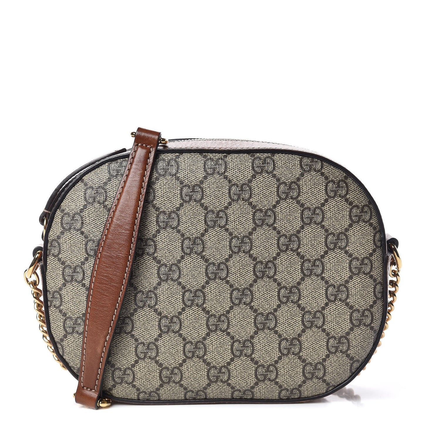 GG Supreme Monogram Cuoio Toscano Mini Chain Shoulder Bag Beige Ebony Cuir