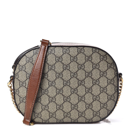 Gucci GG Supreme Monogram Cuoio Toscano Mini Chain Shoulder Bag Beige Ebony Cuir 1 of 10