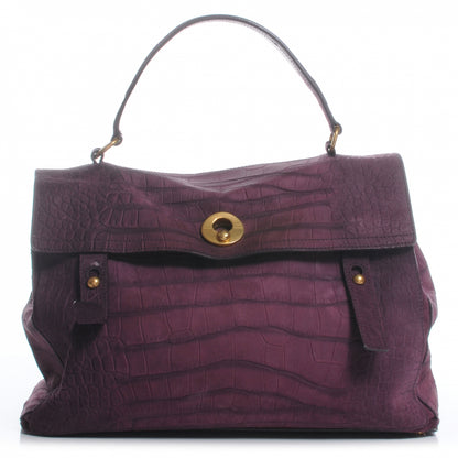Saint Laurent Suede Crocodile Embossed Large Muse Two Purple 1 of 7