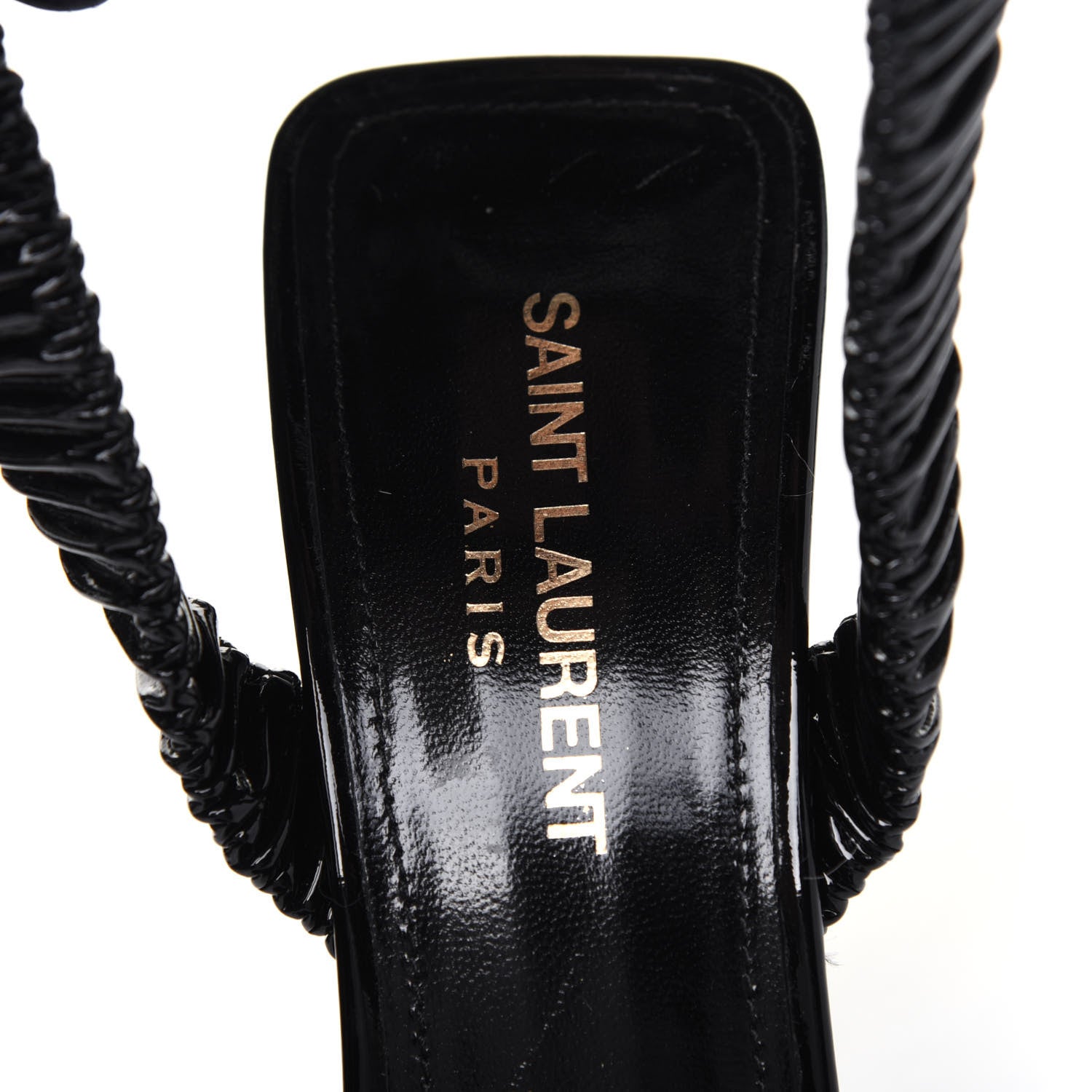 Saint Laurent Patent Freja 105 Flower Ankle Pumps 37.5 Black 7 of 12
