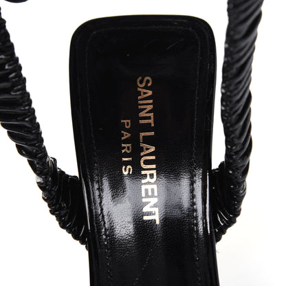 Saint Laurent Patent Freja 105 Flower Ankle Pumps 37.5 Black 7 of 12