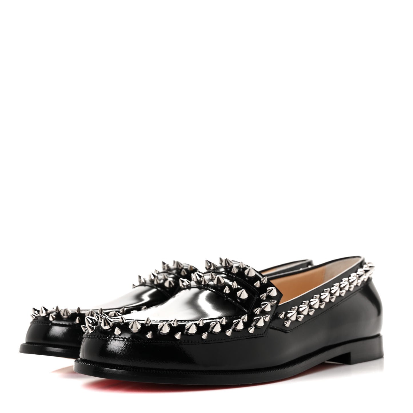 Patent Calfskin Spikes Mattia Loafers 40.5 Black