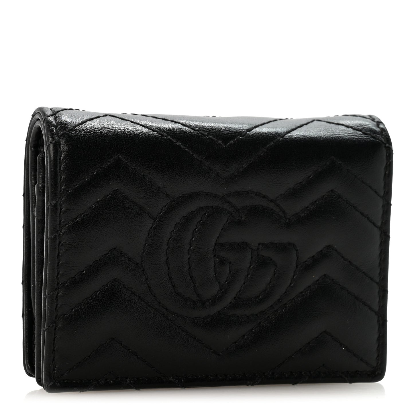 Calfskin Matelasse GG Marmont Card Case Wallet Black