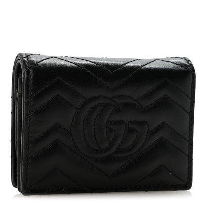 Gucci Calfskin Matelasse GG Marmont Card Case Wallet Black 3 of 12