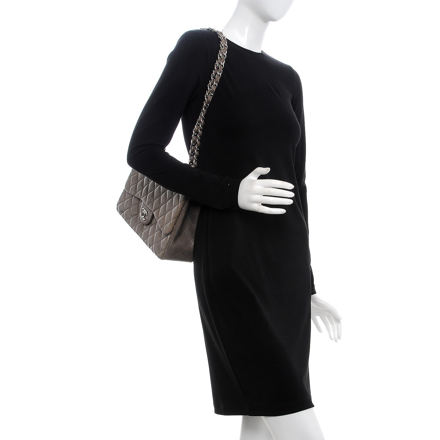 Chanel Lambskin Quilted Jumbo Single Flap Dark Grey 3 of 16