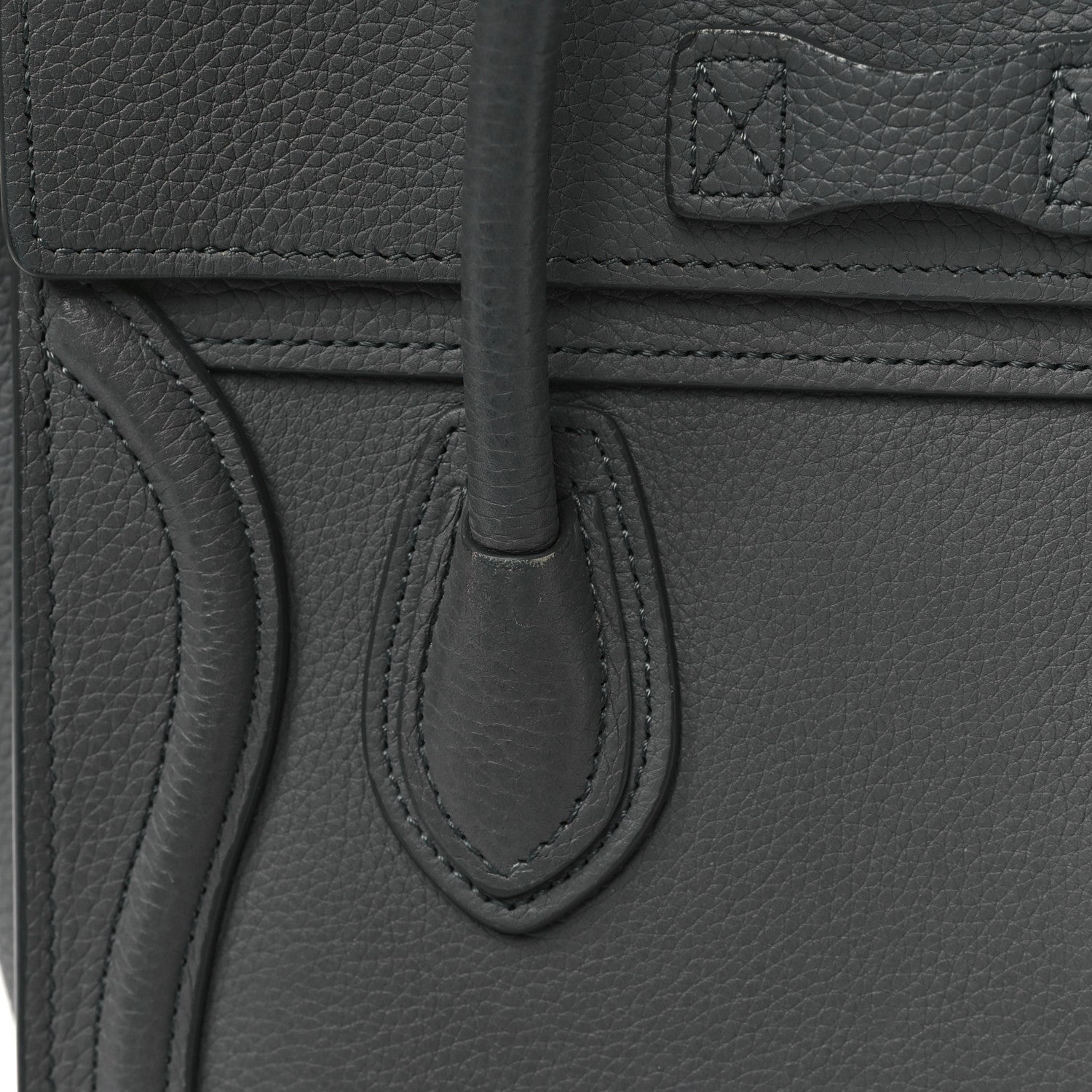 Celine Drummed Calfskin Nano Luggage Kohl 14 of 15