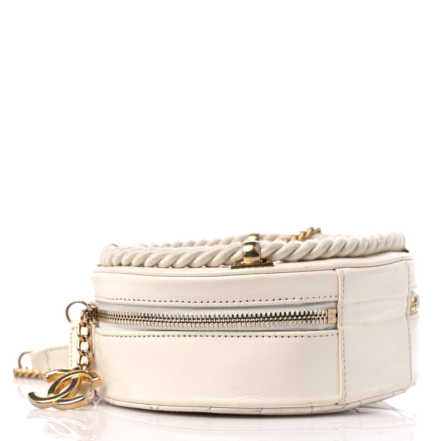 Chanel Crumpled Calfskin Cotton Small En Vogue Round Bag White 4 of 14