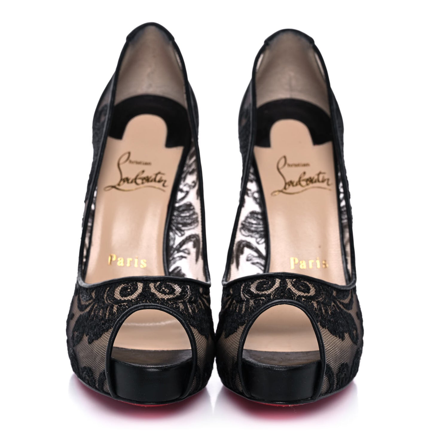 Dentelle Chantilly Follies Lace 100 Peep Toe Pumps 36.5 Black