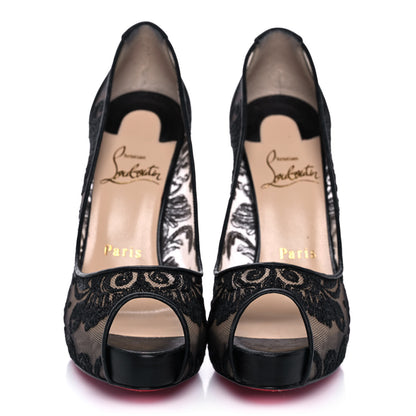 Christian Louboutin Dentelle Chantilly Follies Lace 100 Peep Toe Pumps 36.5 Black 2 of 9