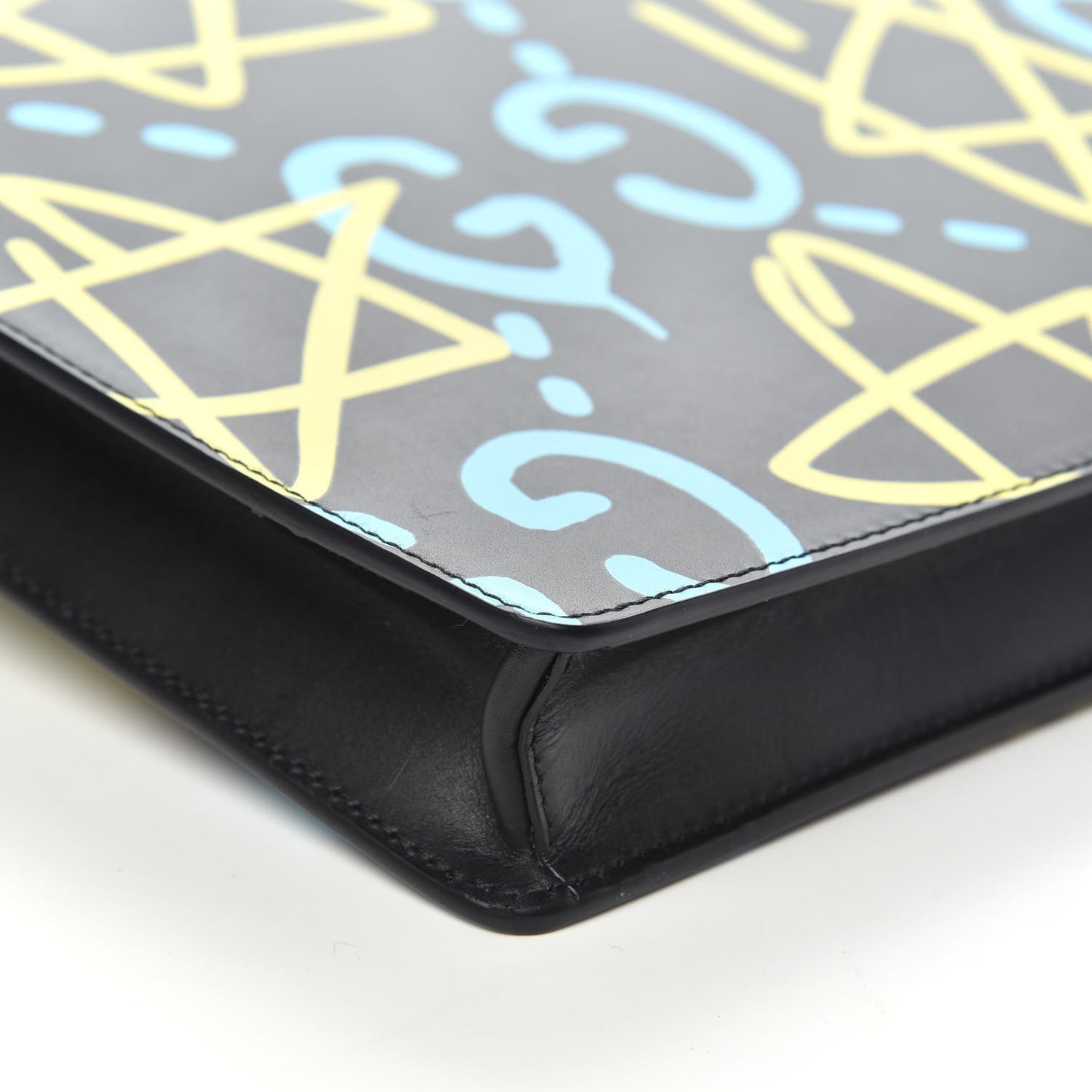 Calfskin GucciGhost Print GG Messenger Bag Black New Acquamarine