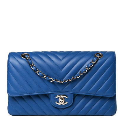 Chanel Lambskin Chevron Quilted Medium Double Flap Blue 1 of 14
