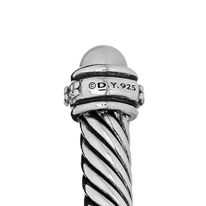 David Yurman Sterling Silver Diamond Cultured Pearl 4mm Cable Classics Bracelet 3 of 5