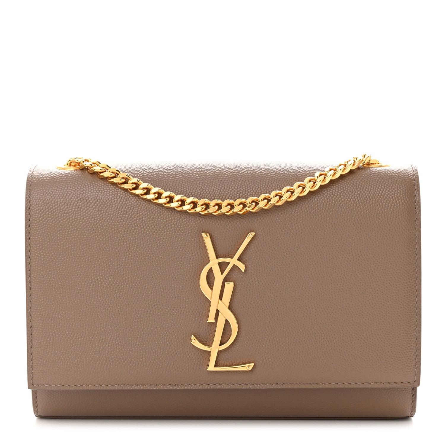 Saint Laurent Grain De Poudre Small Monogram Kate Satchel Dark Beige 1 of 12