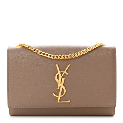 Saint Laurent Grain De Poudre Small Monogram Kate Satchel Dark Beige 1 of 12