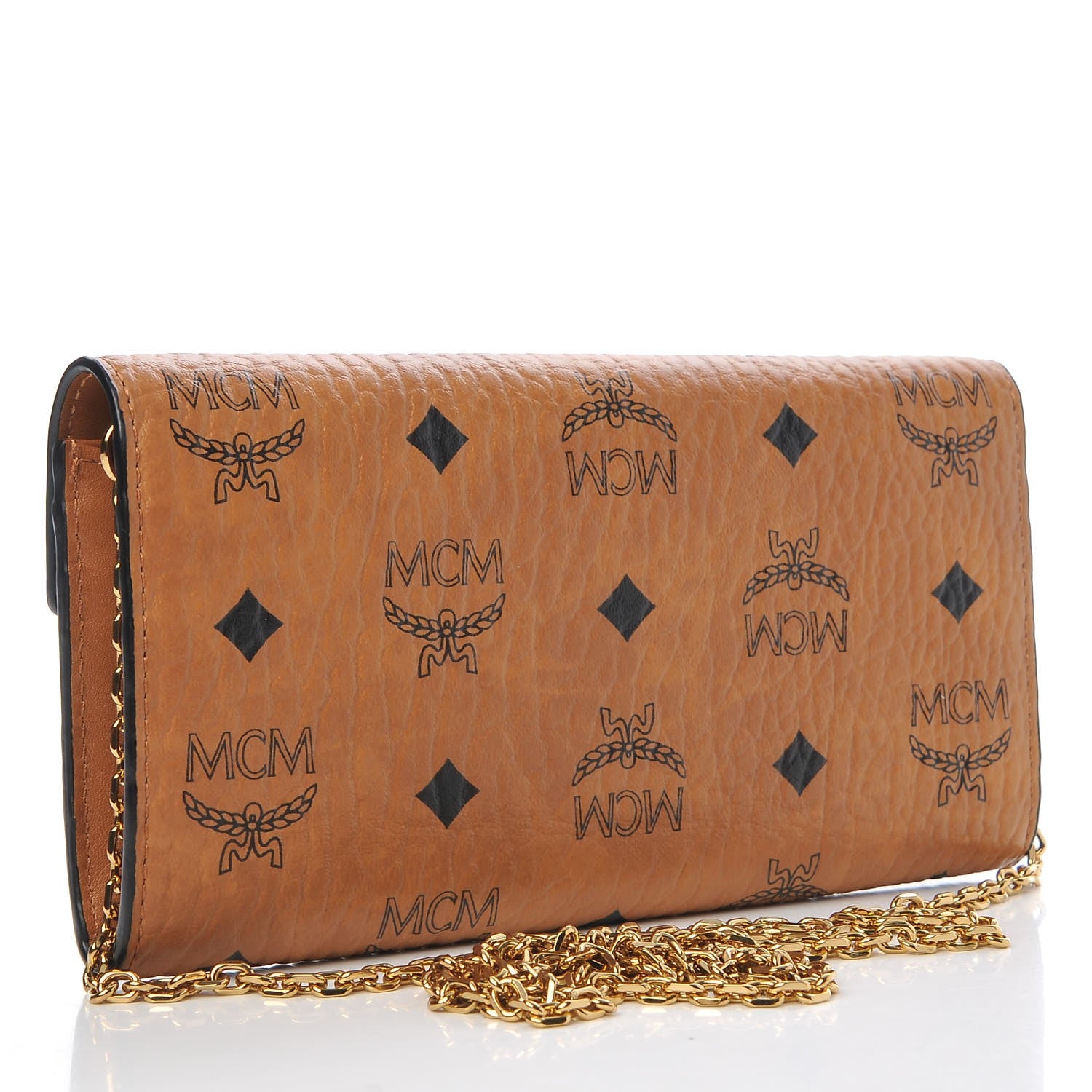 MCM Visetos Large Patricia Chain Wallet Cognac 2 of 9