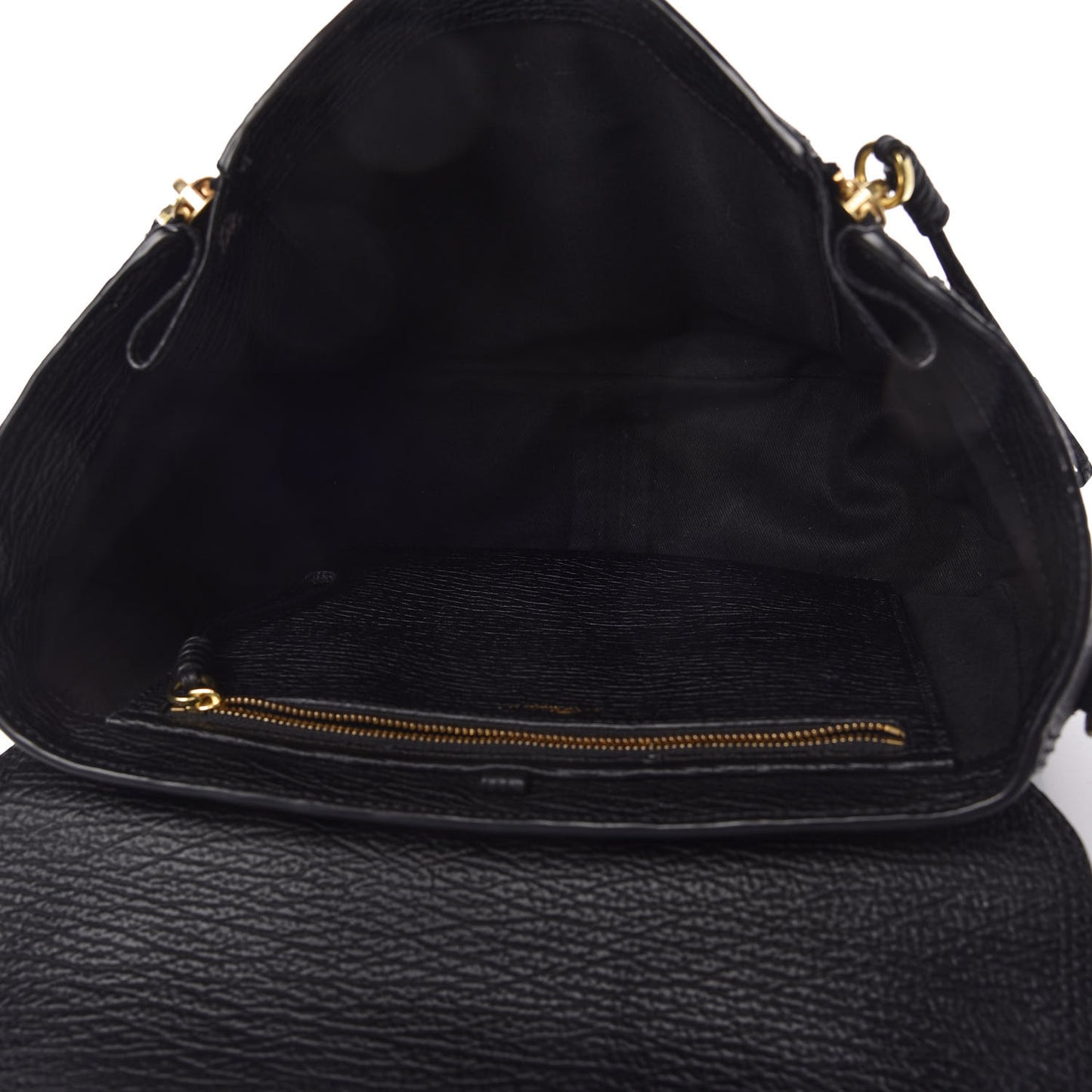 Textured Calfskin Medium Pashli Satchel Black