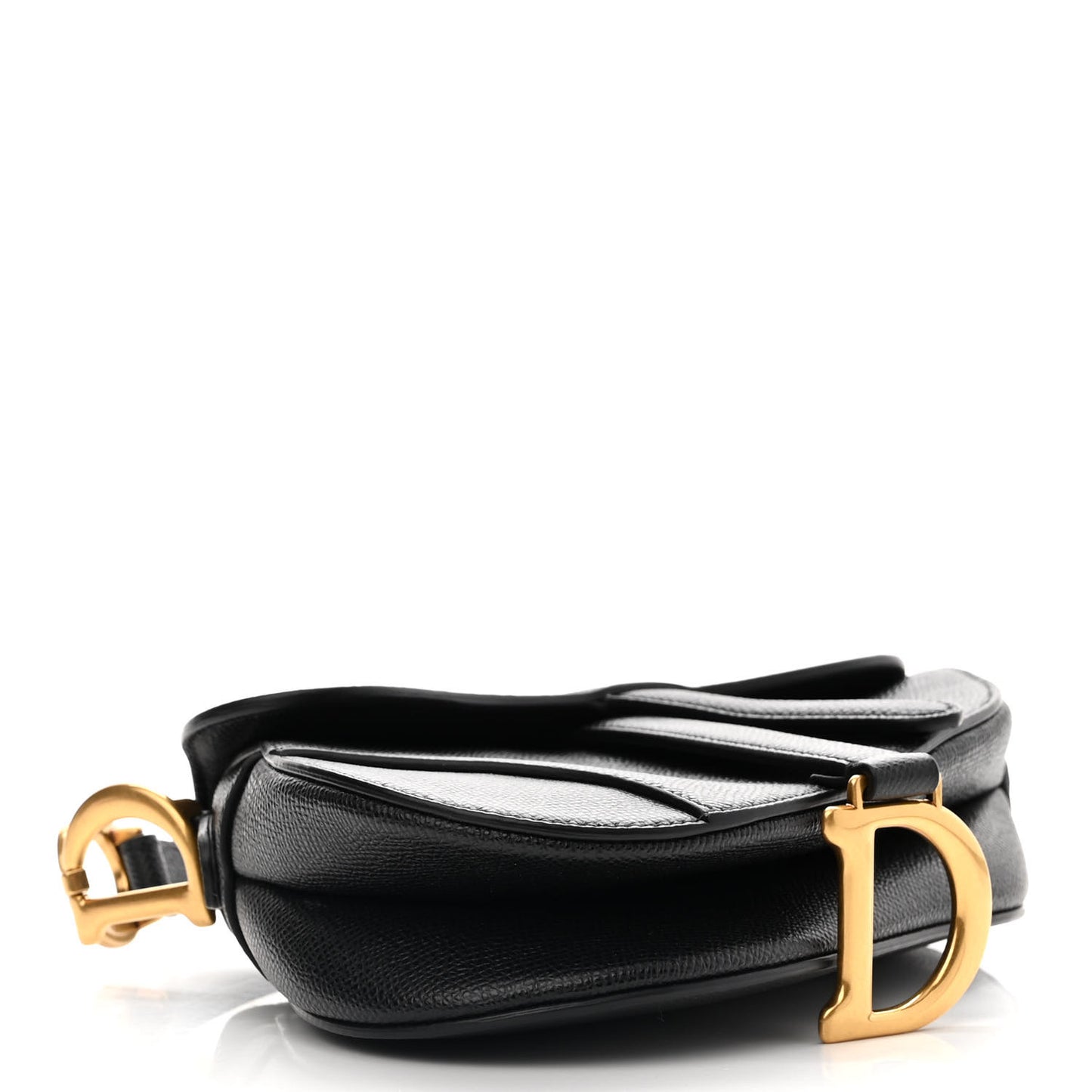 Grained Calfskin Mini Saddle Bag Black