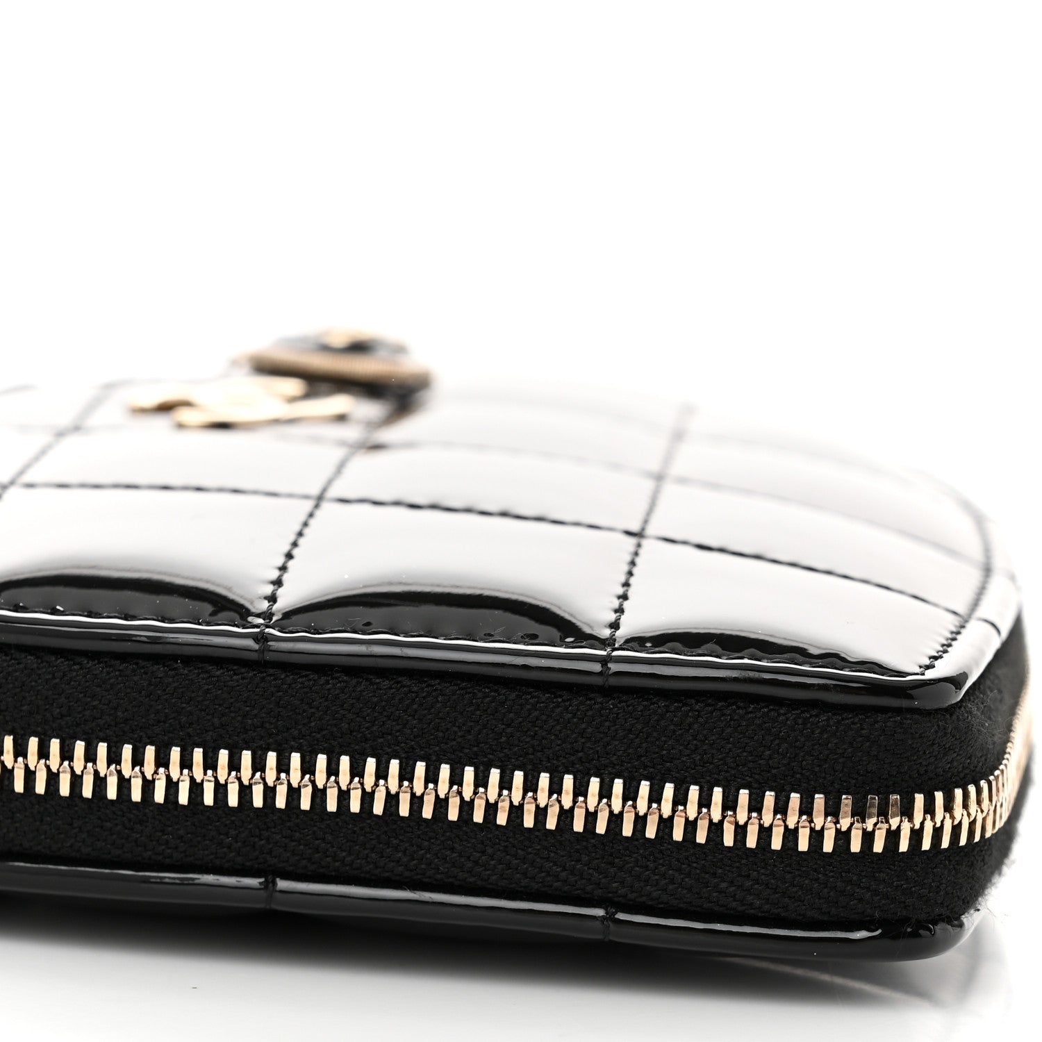 Chanel Patent Calfskin Resin Quilted CC Heart Clutch With Chain Black 13 of 18