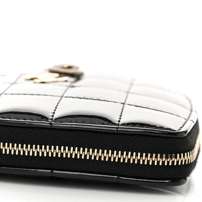 Chanel Patent Calfskin Resin Quilted CC Heart Clutch With Chain Black 13 of 18