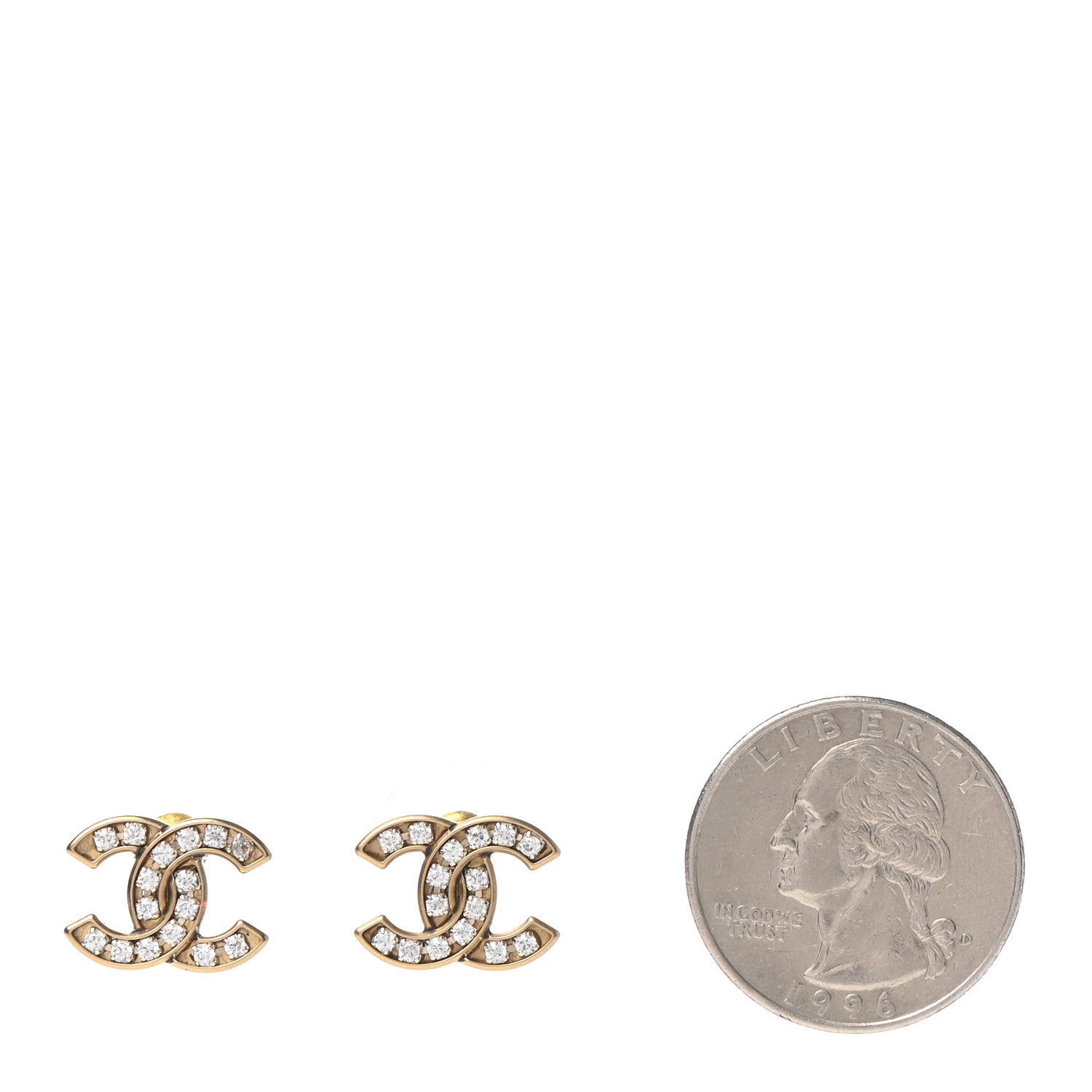 Chanel Crystal CC Earrings Gold 2 of 4