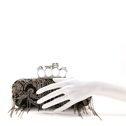 Alexander McQueen Silk Chain Skull Knuckle Box Clutch Black 2 of 12