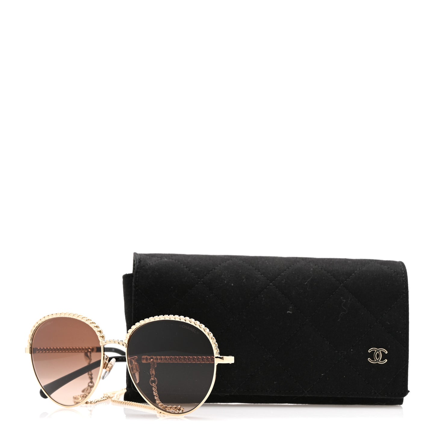 Metal Chain Round Pantos Sunglasses 4242 Brown