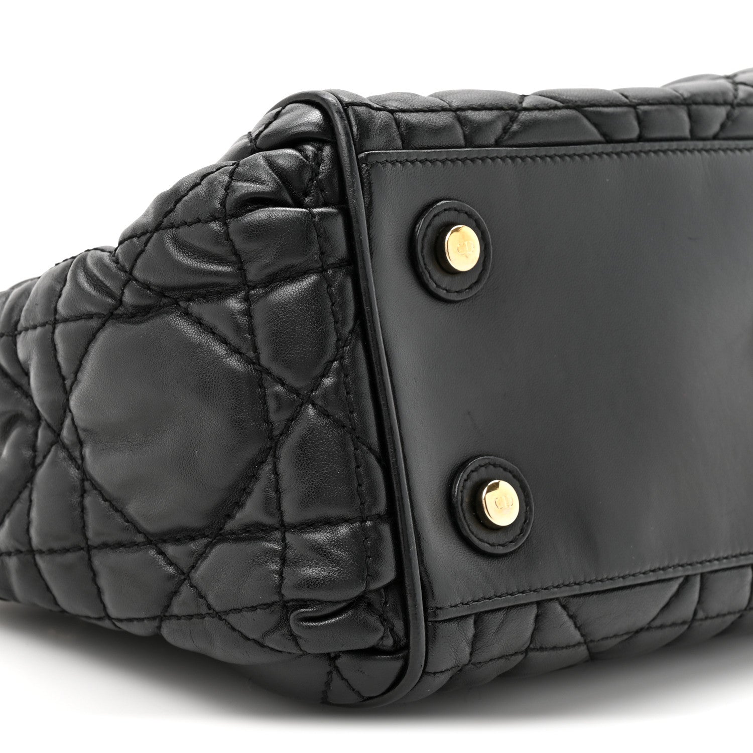 Christian Dior Lambskin Cannage Side Pocket Satchel Black 10 of 12