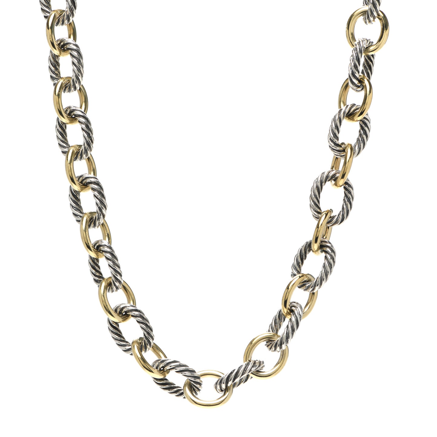Sterling Silver 18K Yellow Gold 12mm Large Oval Link Necklace