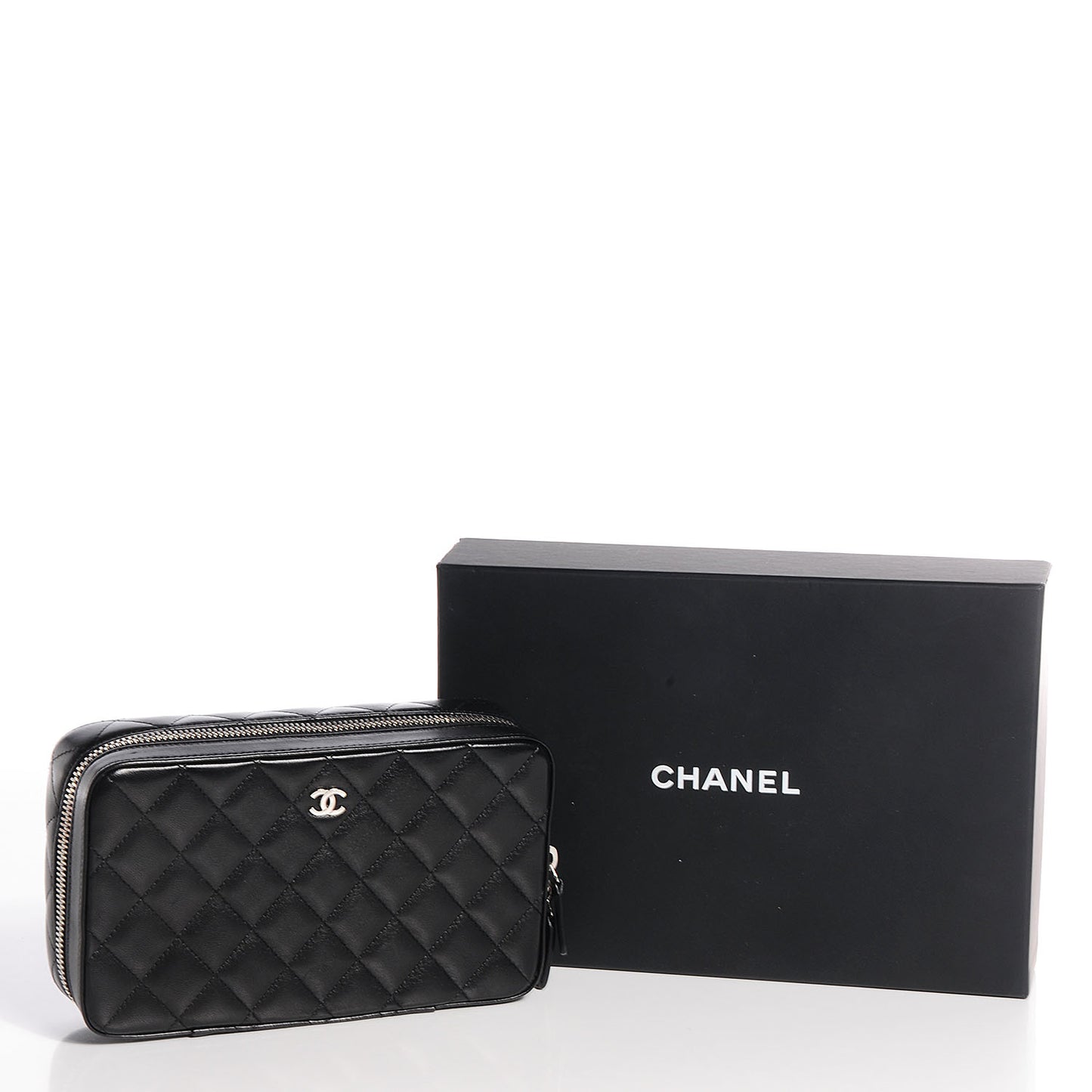 Lambskin Quilted Jewelry Case Black