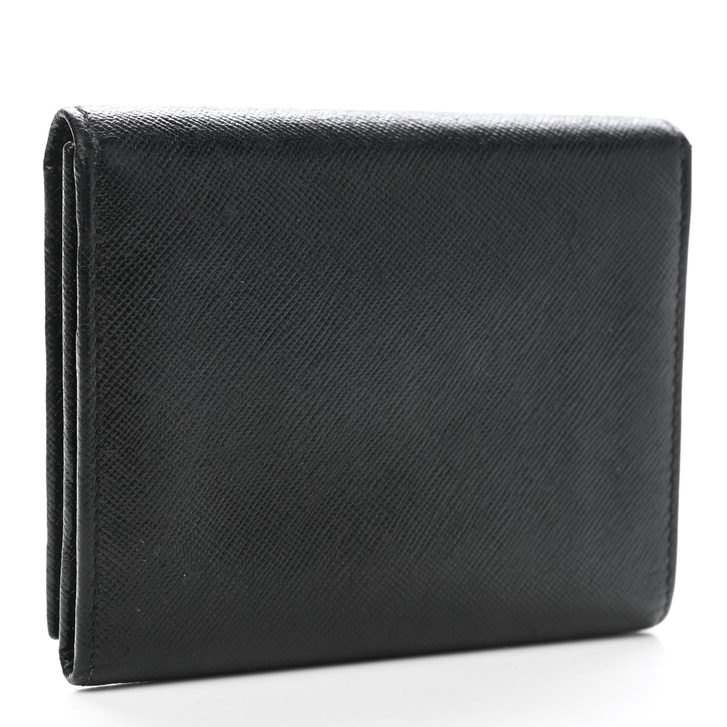 Saffiano Metal Tri-Fold Wallet Black