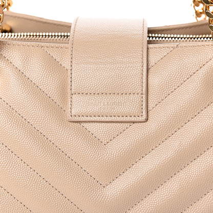 Saint Laurent Grain De Poudre Matelasse Chevron Monogram Shopping Bag Nude Powder 8 of 17