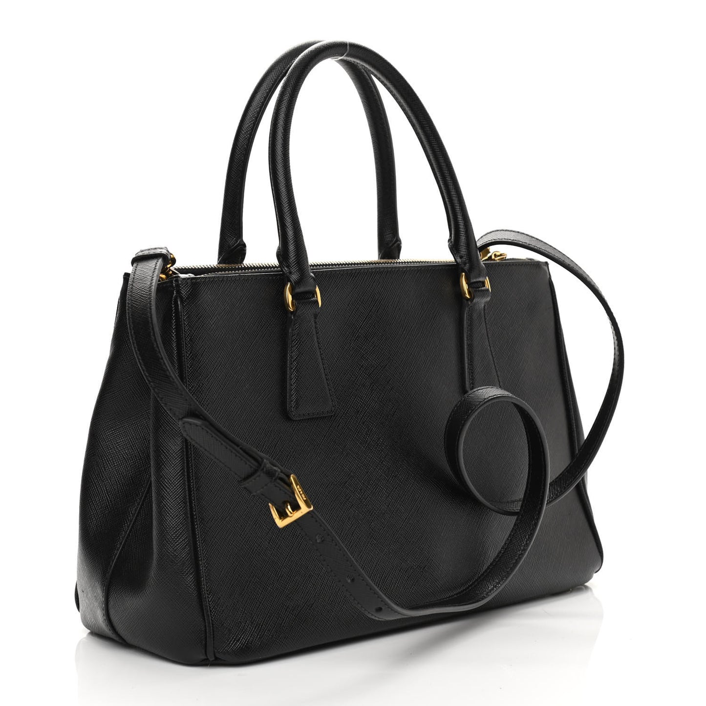 Saffiano Small Galleria Double Zip Tote Black