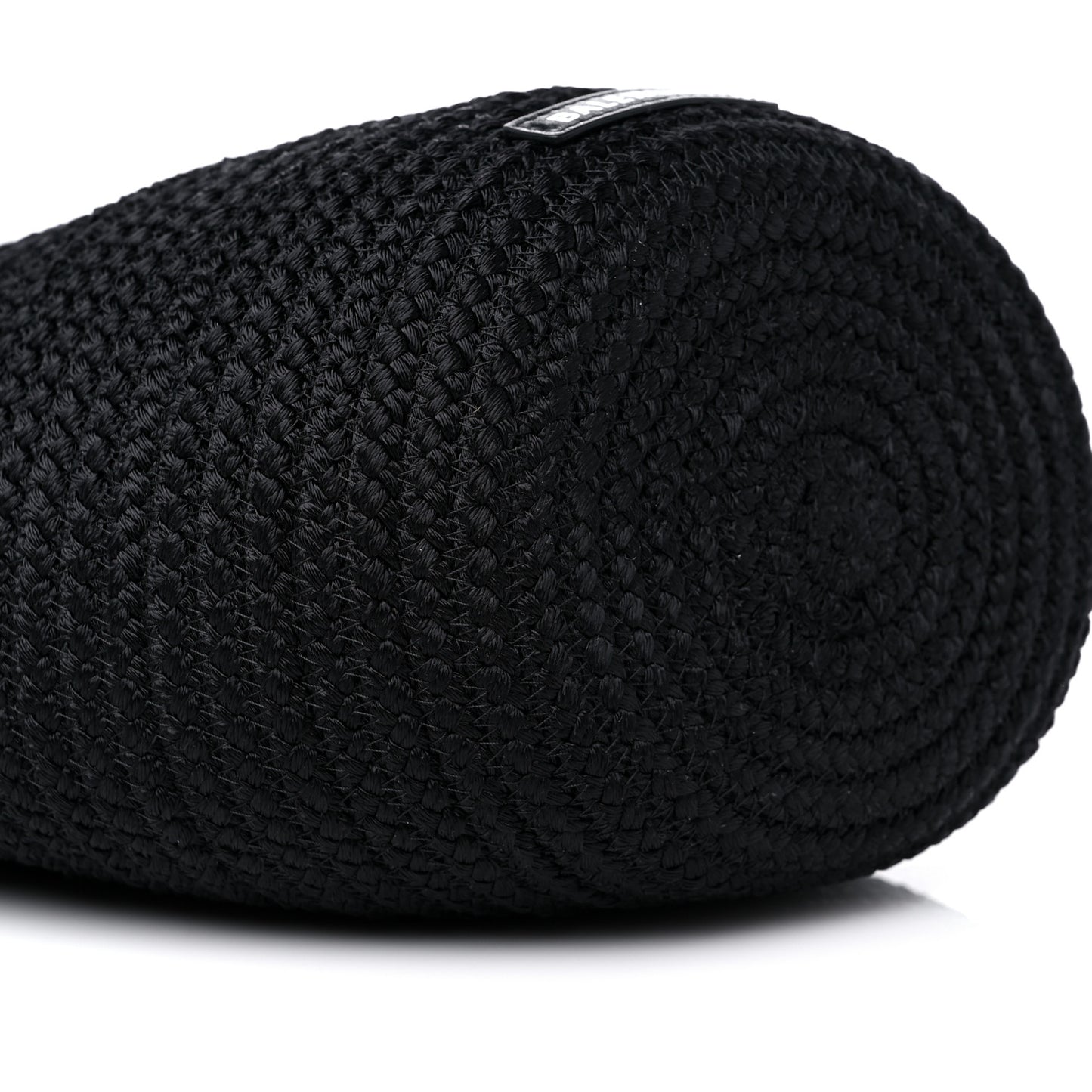 Nylon Lambskin Woven Small Ibiza Basket With Strap Black