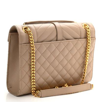 Saint Laurent Grain De Poudre Textured Mixed Matelasse Medium Triquilt Monogram Satchel Dark Beige 2 of 10