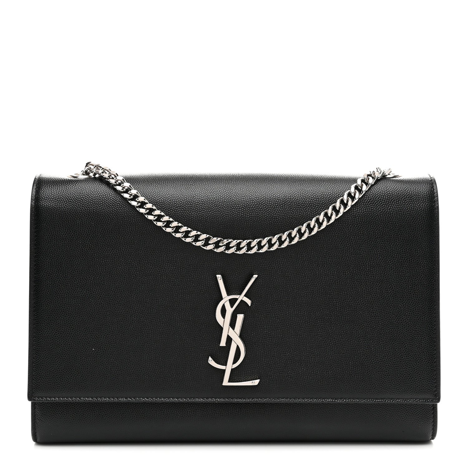 Saint Laurent Grain De Poudre Large Classic Monogram Kate Satchel Black 1 of 10