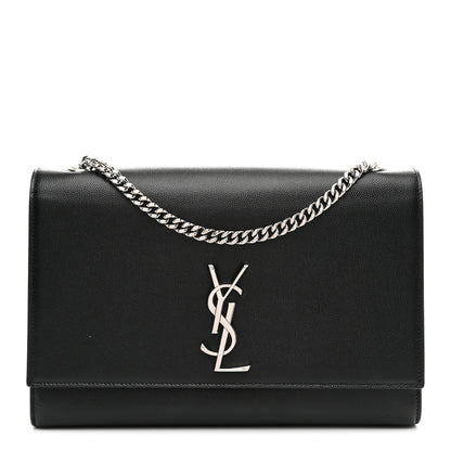 Saint Laurent Grain De Poudre Large Classic Monogram Kate Satchel Black 1 of 10