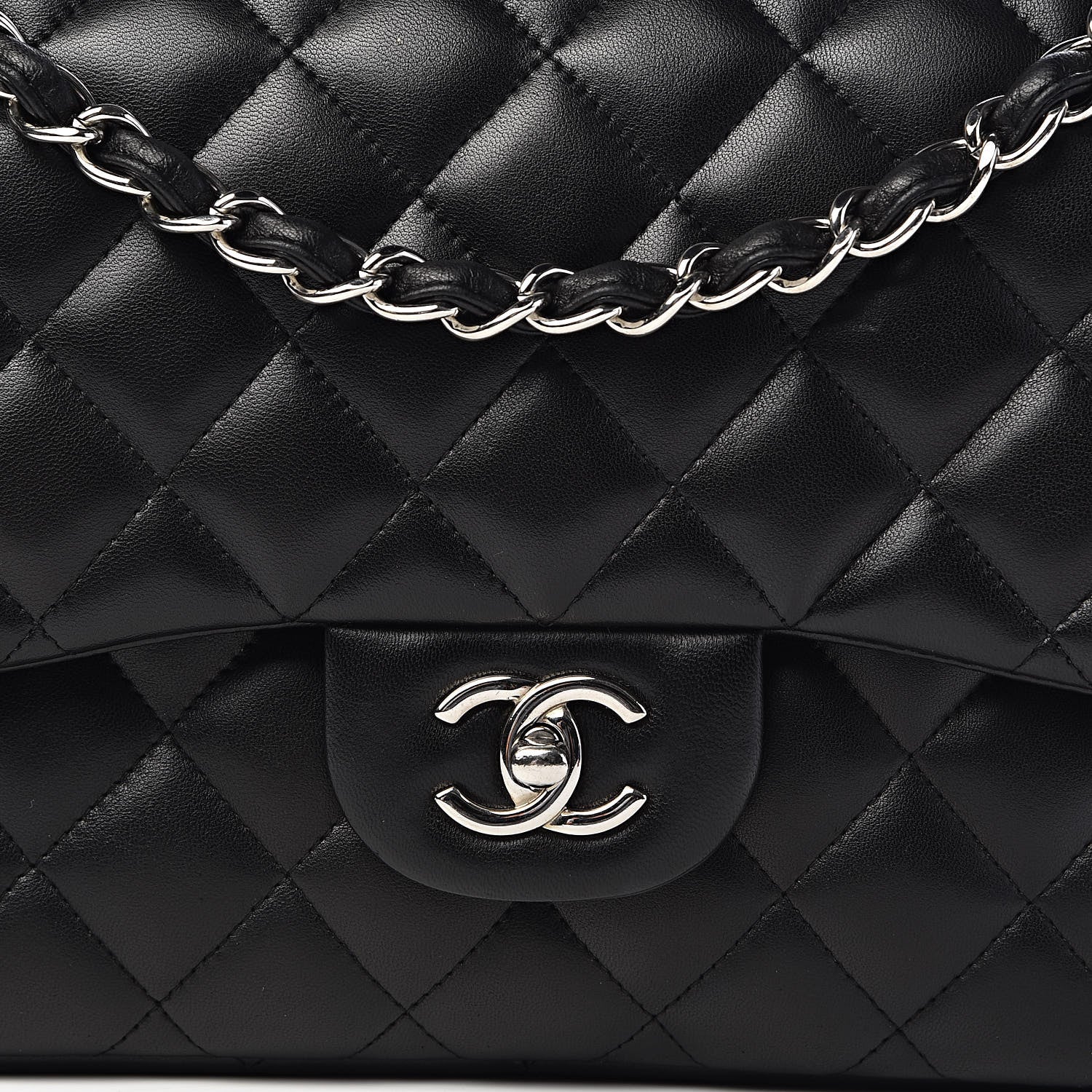 Chanel Lambskin Quilted Jumbo Double Flap Black 12 of 12