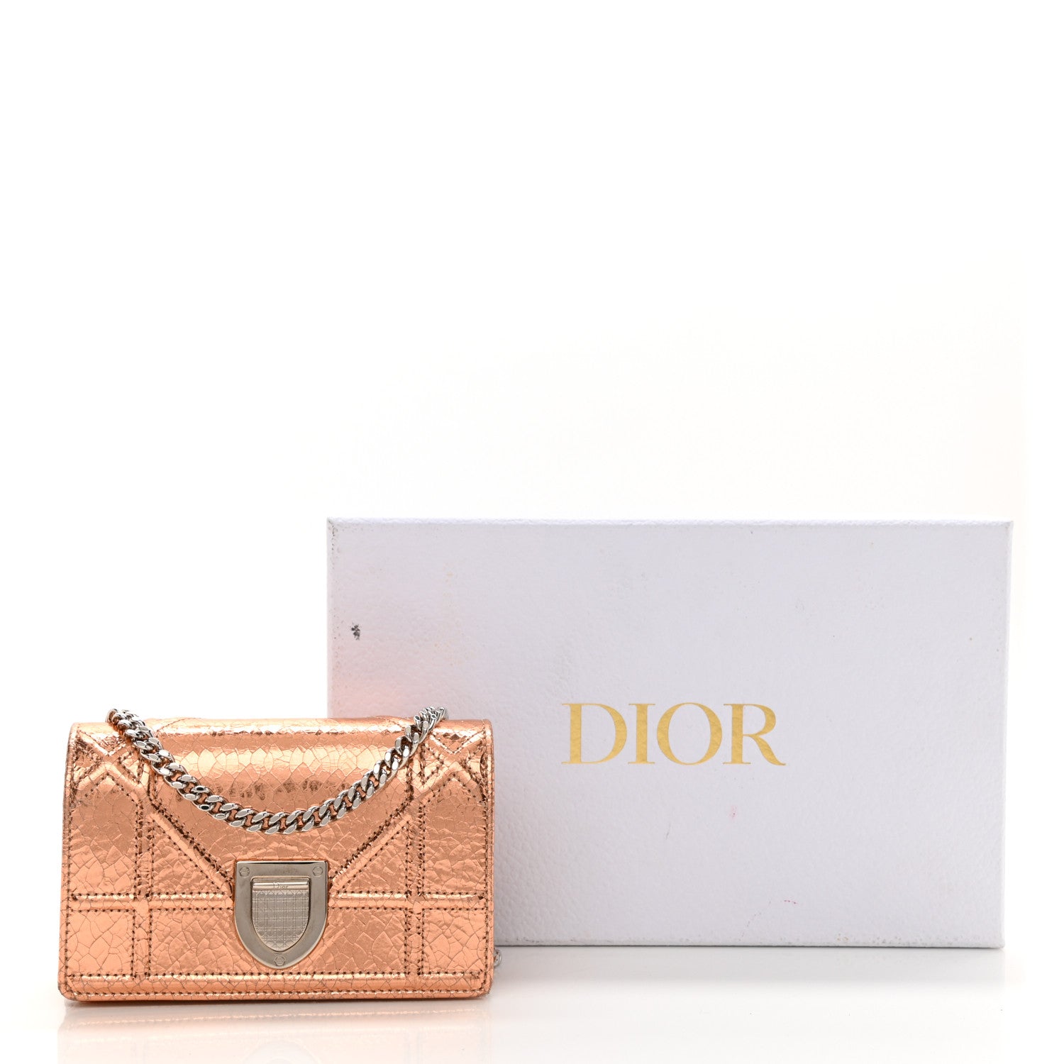 Christian Dior Ceramic Effect Deerskin Baby Diorama Flap Bag Gold 10 of 10