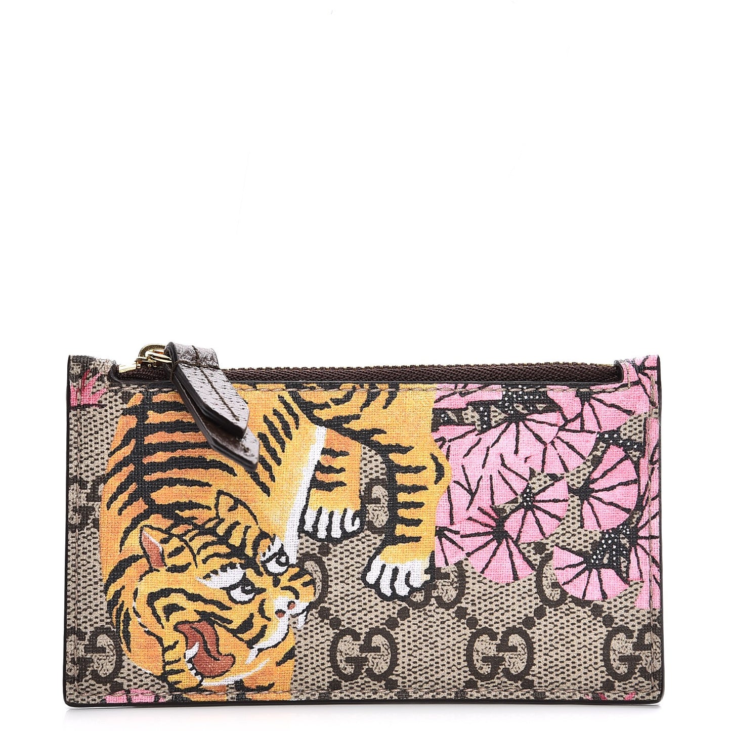 GG Supreme Monogram Bengal Coin Case Card Holder Beige Crop Pink New Acero